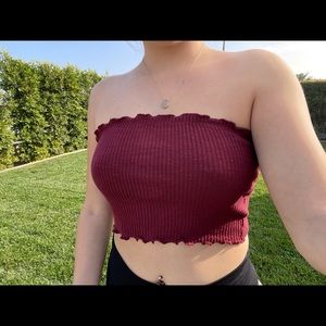 Better Be ❣️ Small maroon strapless top. No rips or stains 💕